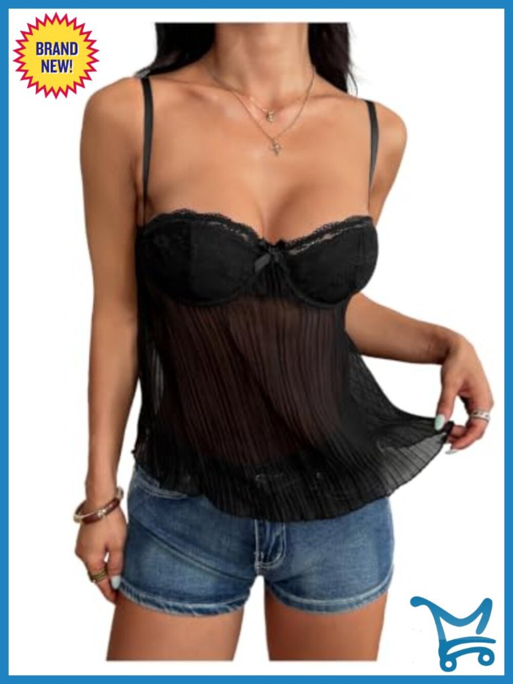 Y2K Lace Sweetheart Neckline Sheer Spaghetti Strap Tank Top